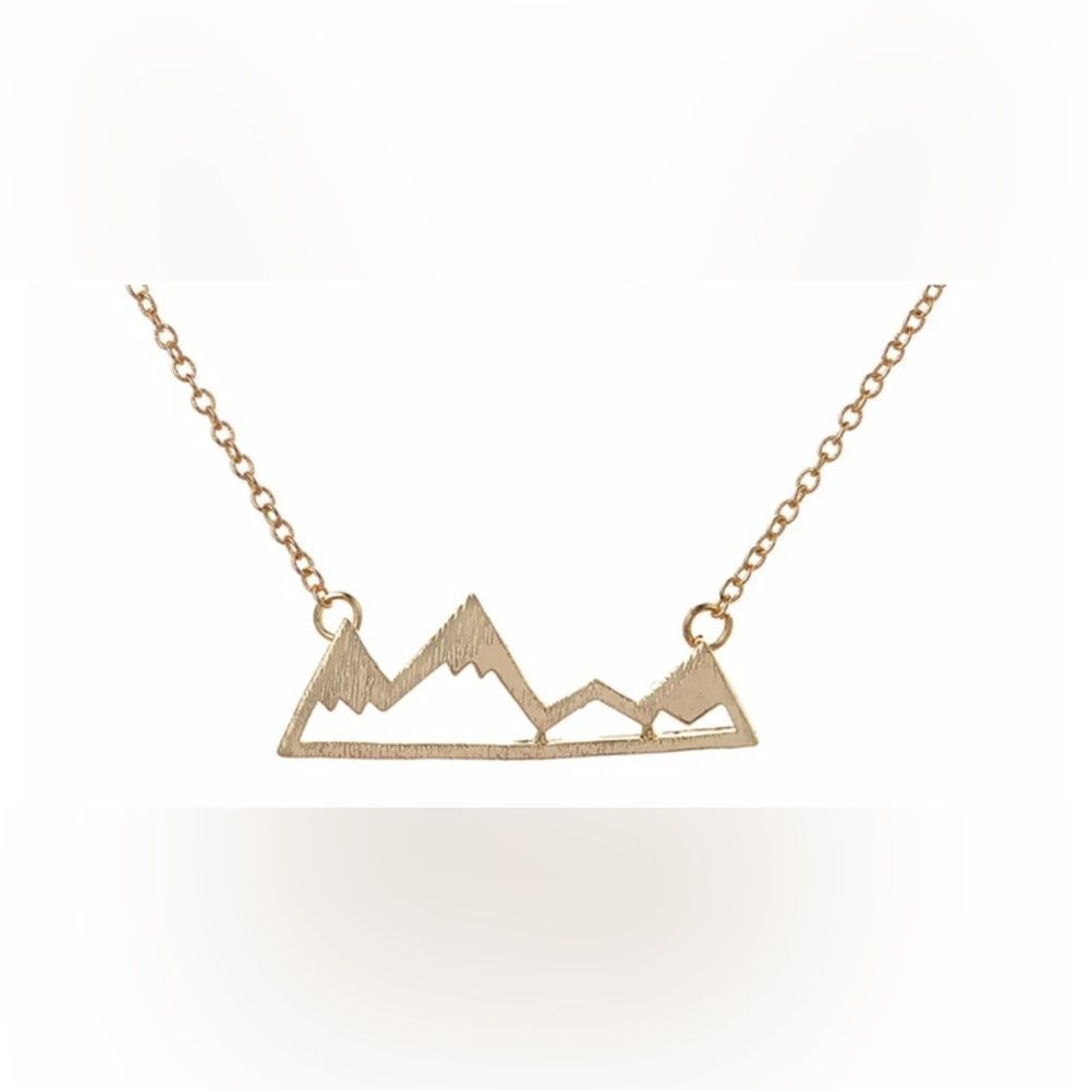 Gold Tone Mountain Necklace - Picture 3 of 6